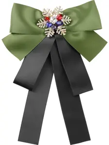 INSPIRE CHIC Women's Big Bow Tie Ribbon Brooch Bowknot Christmas Wreath Multicolor Rhinestone Pins Brooches