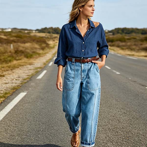 Vintage High Waist Baggy Jeans | Casual Relaxed Fit Cropped Denim Pants for Women, Perfect for Daily & Street Style