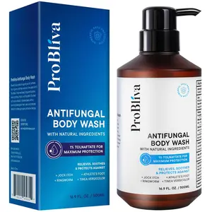 ProBliva Antifungal Body Wash Treatment Soap - 16.9 FL. OZ. Skin Relief Cleanser Gel with Tea Tree Oil & Tolnaftate for Jock Itch, Ringworm, Back Acne, Tinea & Foot Odor