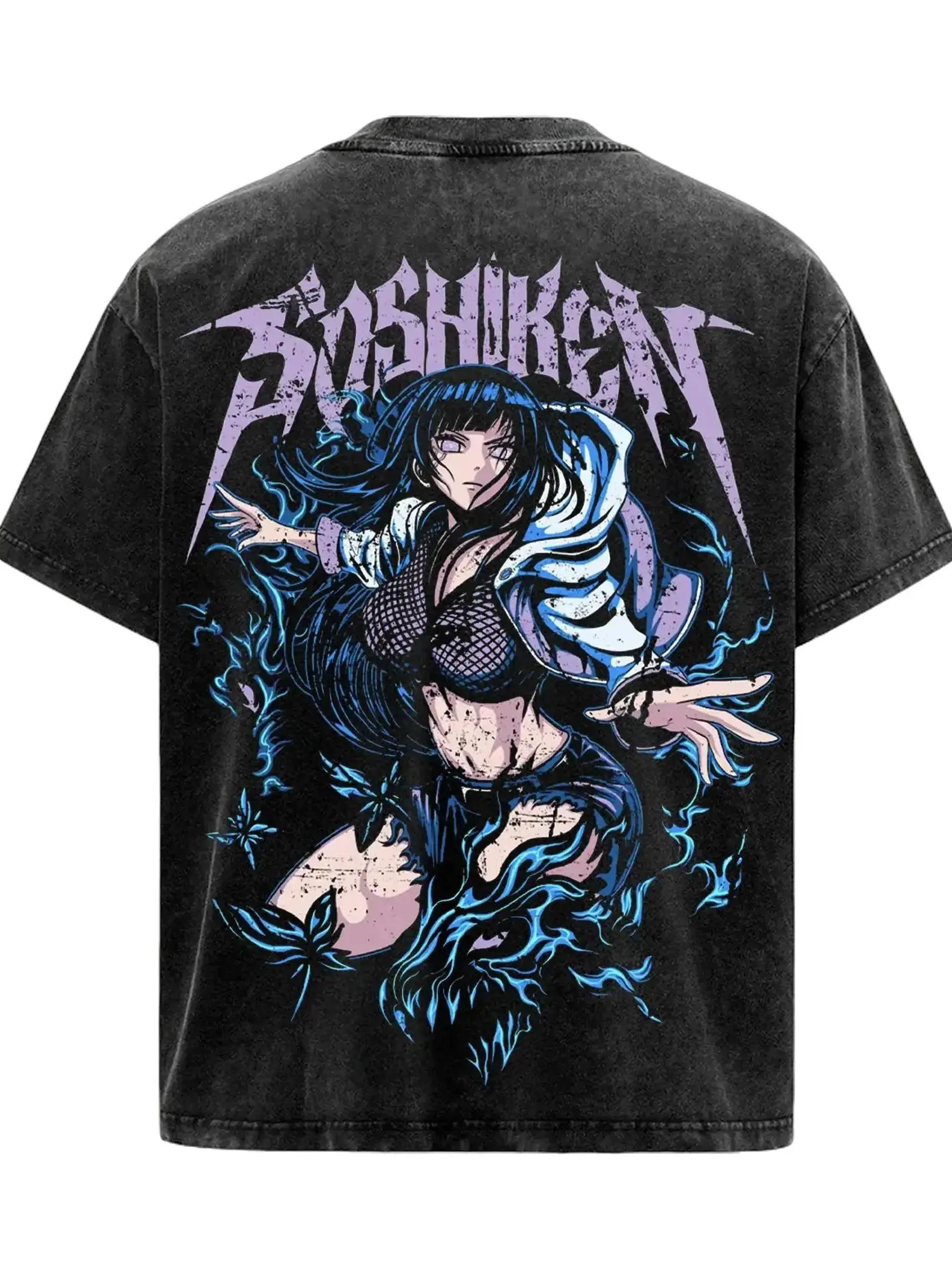 Hinata Hyuga Queen of Hyuga Naruto Anime Washed ght Cotton, Vintage Anime Streetwear Style, Unisex Casual Top, Anime Fan GiftT-Shirt, Heavywei