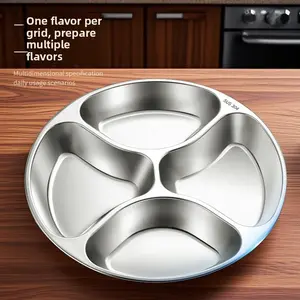 304 Stainless Steel Lunch Plate Adult Student Divided Dinnerware Office Canteen Serving Tray Food Container Microwave Safe