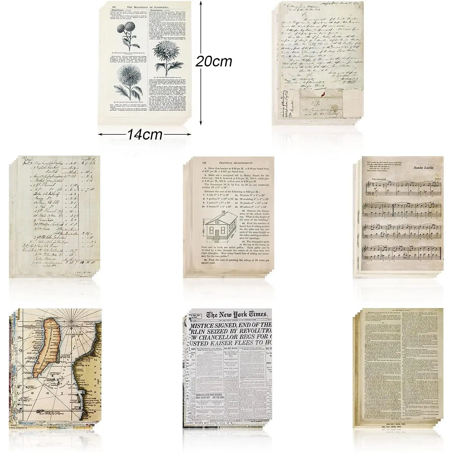 240PCS Vintage Handmade Junk Journal Pages - Mathematics Magazine, Newspaper, Sheet Music, Kraft Paper for Scrapbooking Decoupage Background (5.51"x7.87") - Ideal for Mothers, Daughters, Grandmothers, Students, Card Makers, Mother, 5.51" X 7.87"