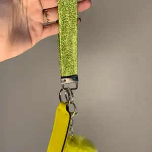 Lime Green/Yellow Faux Leather Keychain