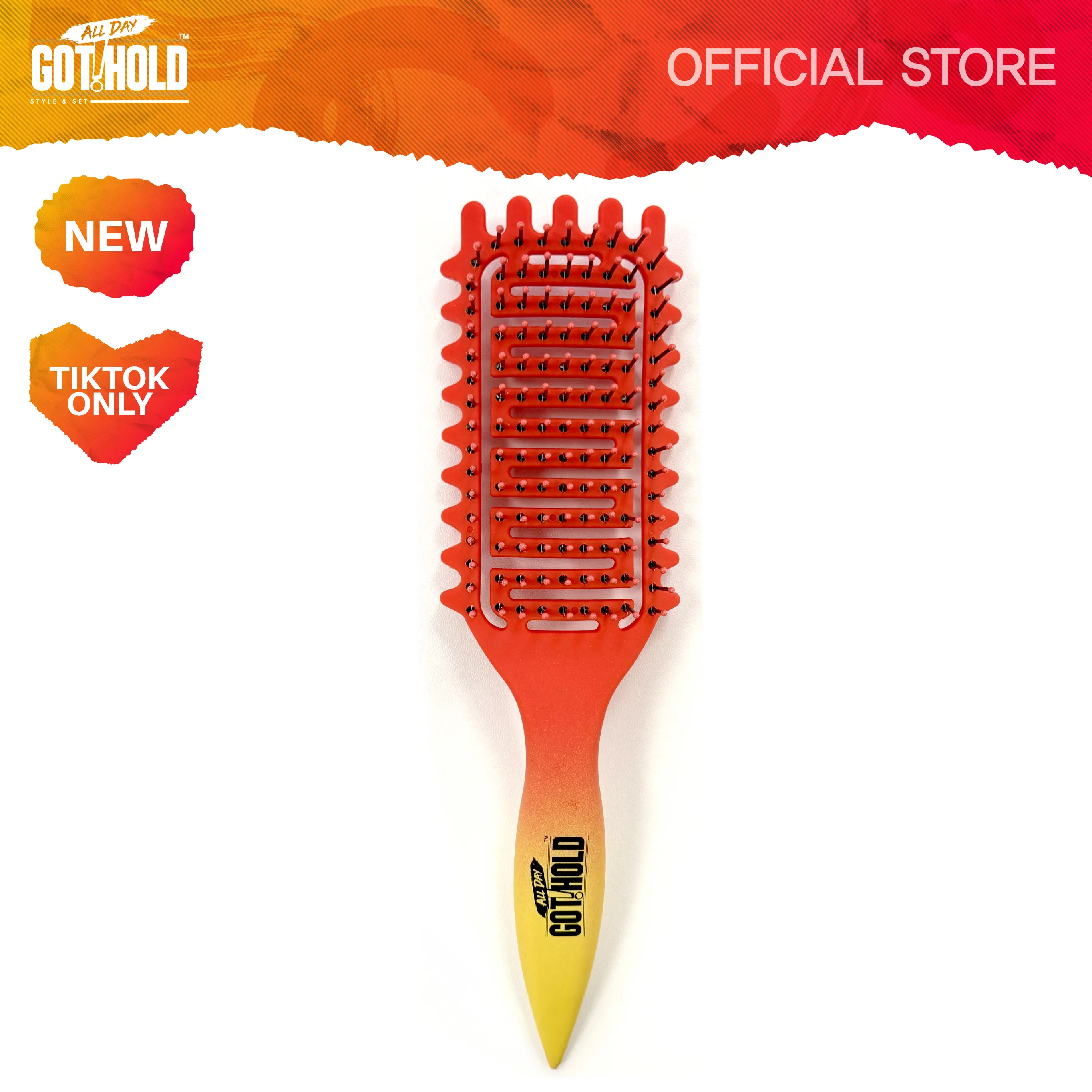 Curl Defining Brush for Curly Hair, Vented Detangling Hair Brush for Wet and Dry Styling, Curved Brush for Shaping and Smoothing Curl Clumps, Lightweight Hair Brush （Beige）