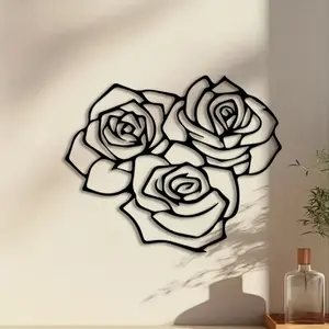 1pc Elegant Rose Metal Wall Art, Decorative Artwork, Elegant Rose Statue Mural, Perfect for Bedroom, Boudoir, Love Alcove Decor, Valentine's Decor, Ideal Gift for Flower Enthusiasts Halloween Christmas decorations, Minimalist
