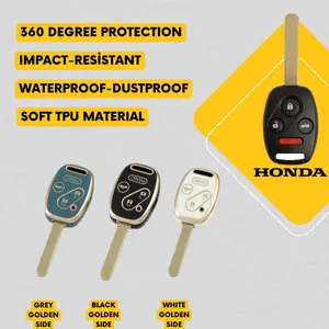 HONDA 4-Button Key Fob Cover for Accord, Civic, CR-V, Pilot, Odyssey