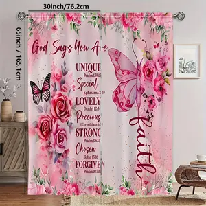 +2 Pieces/Set Alphabet Print Curtains for Bedroom and Living Room 41.3inch x 90.5inch Thermal Insulation Light Blocking Set, Rod Pocket 3D Print Light Filtering Curtains, Suitable for Kitchen, Living Room, Office, Bedroom, Home Decoration