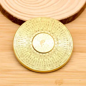 Brass Rotatable Eight-Trigram Feng Shui Compass Ornament Stress Relief Handheld Portable Small Compass for Carrying Around