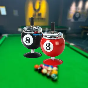 Single Pack Billiards Pool Cue Design Ashtray, Cost-Effective Metal Black Portable Ash Tray, Commercial Display Props for Pool Halls & Bars, Space-Saving Man Cave Game Room Decor Combo, Sturdy Tabletop Accessories