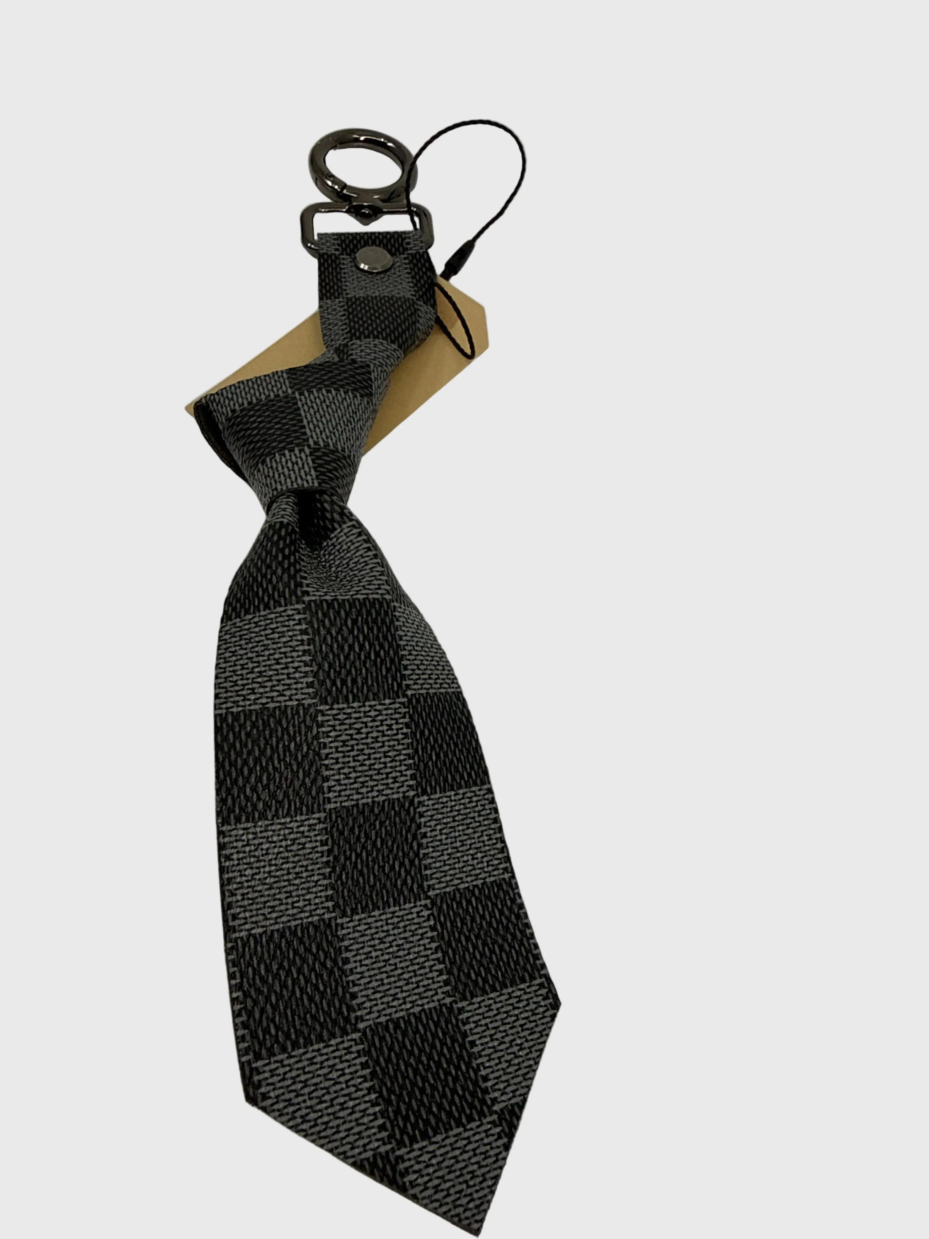 Custom Crafted Check Necktie Bag Charm 10"