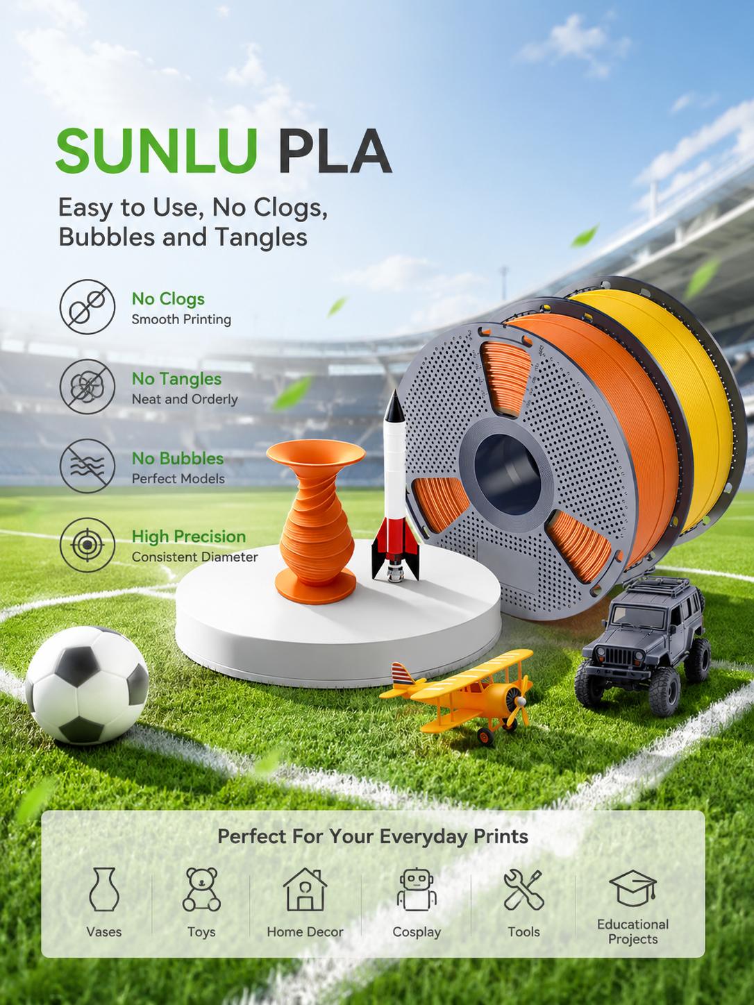 [SAVE 40% BULK BUY] SUNLU PLA Series Filament 1.75mm 10 Roll Bundle | Mix & Match 10kg | Print Farm Wholesale Pack | Compatible with FDM 3D Printers