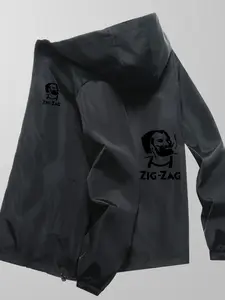 Silver Color Zig-Zag Guy Meme Windbreaker Jacket, Retro Streetwear Hoodie, Bold Graphic Design, Slim Fit Cozy Outerwear