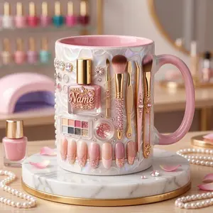 Personalized Nail Tech Mug 2D Printed 3D Effect, Custom Name Coffee Cup with Nail Art Design for Nail Technicians, Manicurists and Beauty Lovers, Perfect for Birthdays, Work Appreciation, Holidays, Meaningful Beauty Gift Idea
