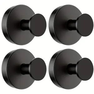 Set of 4 matte black stainless steel no-drill adhesive hooks, waterproof modern minimalist bathroom towel/robe hooks, wall-mounted no-drill clothing rack bedroom storage easter basket Cards with Jar Verse Bible Reusable Clear Squeeze Pouches wash
