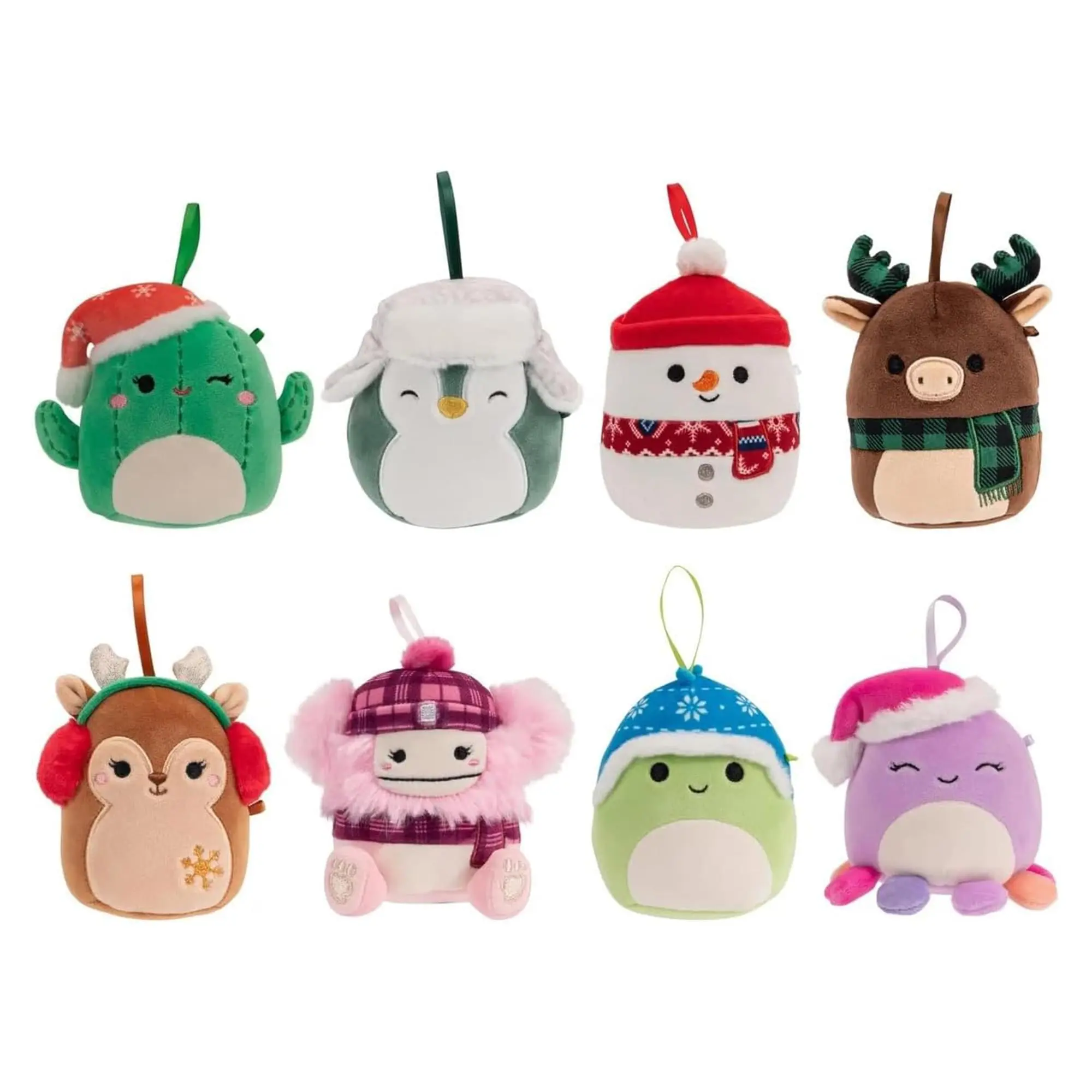 Squishmallow 4-Inch Stuffed Plush Collectible Ornament, 8-Pack | Winter Themed Toy for Kids