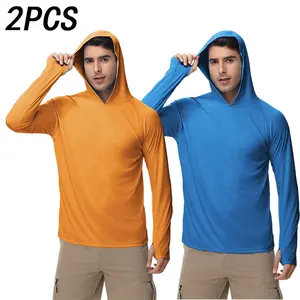 Men’s 2-Pack Summer Solid Color Sun Protection Jackets, Hooded Design Breathable and Comfortable, Suitable for Outdoor Hiking, Mountaineering, Fishing, Running, Polyester Fiber#SummerVibes