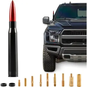 New Upgrade Universal Bullet Antenna, Truck Antenna Replacement, Compatible with Ford, Dodge, Chevrolet, GMC, Jeep, Toyota, Red, Car Accessories