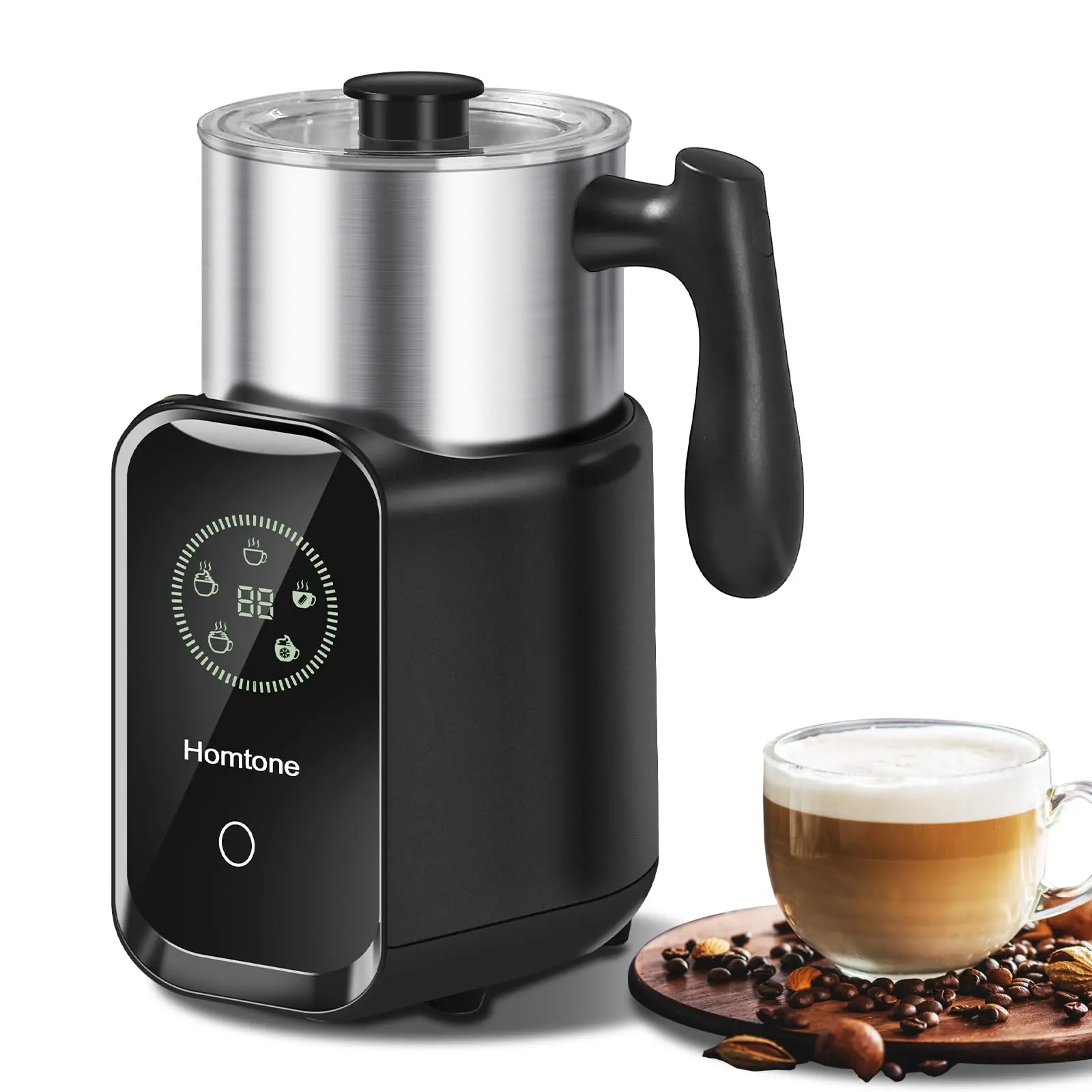 Homtone 5-in-1 Milk Frother and Steamer Electric Milk Frother, 21oz Induction Milk Frother, Removable Stainless Steel Automatic Milk Steamer for Latte, Hot Chocolate Milk, Hot & Cold Foam, Large