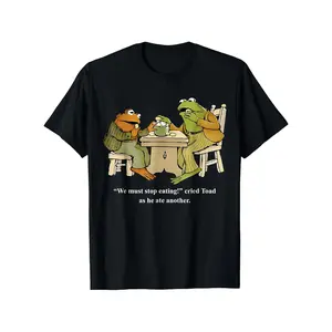 Funny Frog & Toad Graphic Tee: "We Must Stop Eating Toad" Humorous Vintage Cotton Shirt, Soft Breathable Lightweight Crewneck for Men & Women | Casual Comedy Apparel & Perfect Gift for Animal Lovers