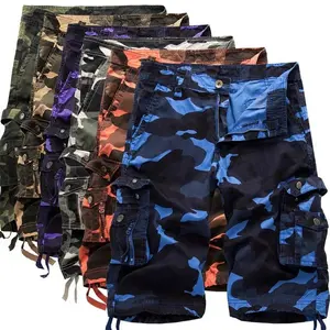 Men's Loose Casual Cargo Camouflage Shorts Plus Size Multi-Pocket Knee-Length Shorts Menswear Tropical