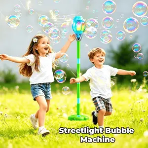 Standing Bubble Maker, Rechargeable Street Light Design, Colorful Lights Music, Outdoor Fun Toy, Summer Gift, No Bubble Solution Included