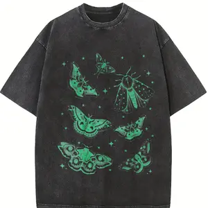 Vintage Moth Tattoo Style T-Shirt, Retro Nature Bug Tee, Wildlife Aesthetic Streetwear, Y2K Inspired Moth Artwork Shirt, 90s Lover Gift