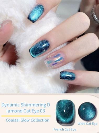 FZHI NAIL Dynamic Shimmering Diamond Cat Eye 10 Coastal Glow Collection Wide Cat Eye French Cat Eye
