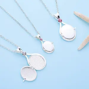 H2O Locket Pendant Necklace Mermaid Silver Color with Crystal Just Add Water Necklaces TV Movies Jewelry for Women Girls