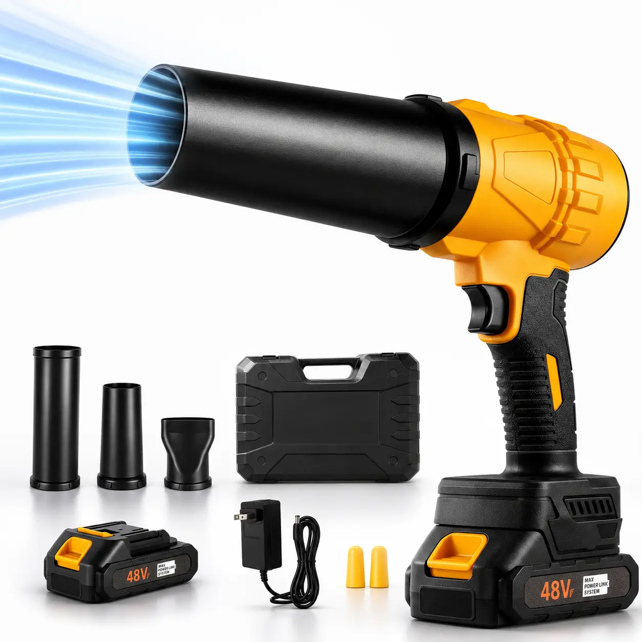 Cordless Leaf Blower - 320W Brushless Motor, Strong Turbo Jet, 1-Handed Design, Stepless Speed Control, Battery Operated for Outdoors Dry Surfaces, Portable Wireless Handheld Power Tool for Yard, Patio
