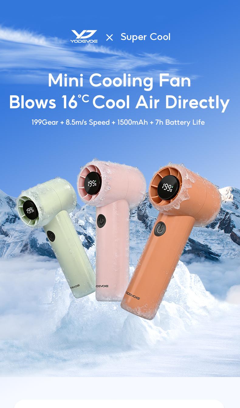 Yodevoe Mini portable handheld fan, rechargeable 3000mAh battery, 100 fan speeds, USB powered, suitable for travel, office, and personal use - Protective