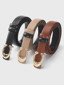 Women's Solid Color PU Buckle Belt, Fashion Belt for Party, Daily Clothing Decor, Trendy All-match & Exquisite Belt for Birthday Gift, Casual Dress Belt, Casual Trendy Waistband