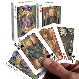 Trump Poker Playing Cards-Premium Collectible Deck Family Poker Set Salute to Trump, Melania, Trump Jr., and Biden Joker with 52 Cards + 2 Jokers Standard Size Cardstock for Poker Nights