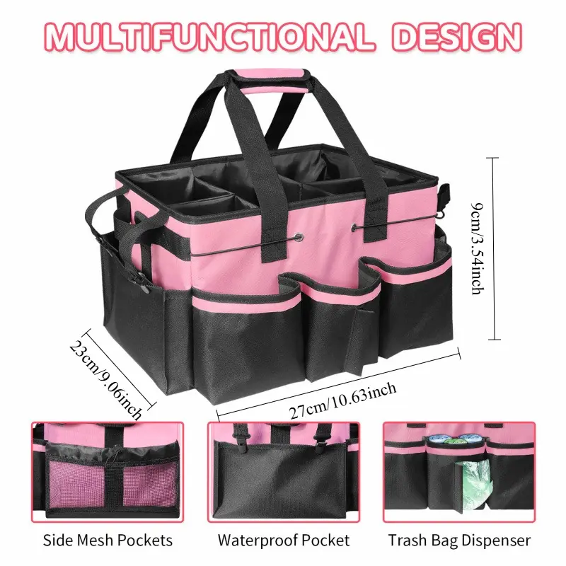 A Spacious, Reinforced Cleaning And Storage Bag Featuring a Support Board And Detachable Dividers, Complete with Adjustable Shoulder And Waist Straps, Ideal for Organizing Cleaning Supplies for Housekeepers, Cleaners, And Commercial Households