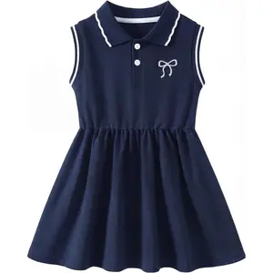 Cute Girls Children Apparel Toddler Summer Dress Little Girls Clothes Sporty Polo Dresses Kids Causal Sleeveless Sundress Outfits 4-12Y