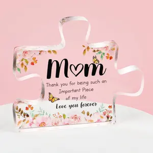 Mom Puzzle Pieces Gifts from Daughter Son, Easter  for Mom, Engraved  Puzzle Plaque Decorations  Sign Plaque Desk Decorations, Mother's Day Birthday Gifts for Mother