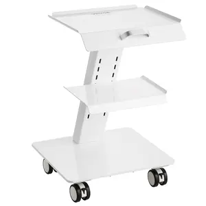 VEVOR Lab Trolley,  3-Layer Rolling Lab Cart, Metal Mobile Trolley with Swivel Wheels, Tray Rolling Clinic Cart 220 lbs Weight Capacity, for Lab, Clinic, Beauty and Salon