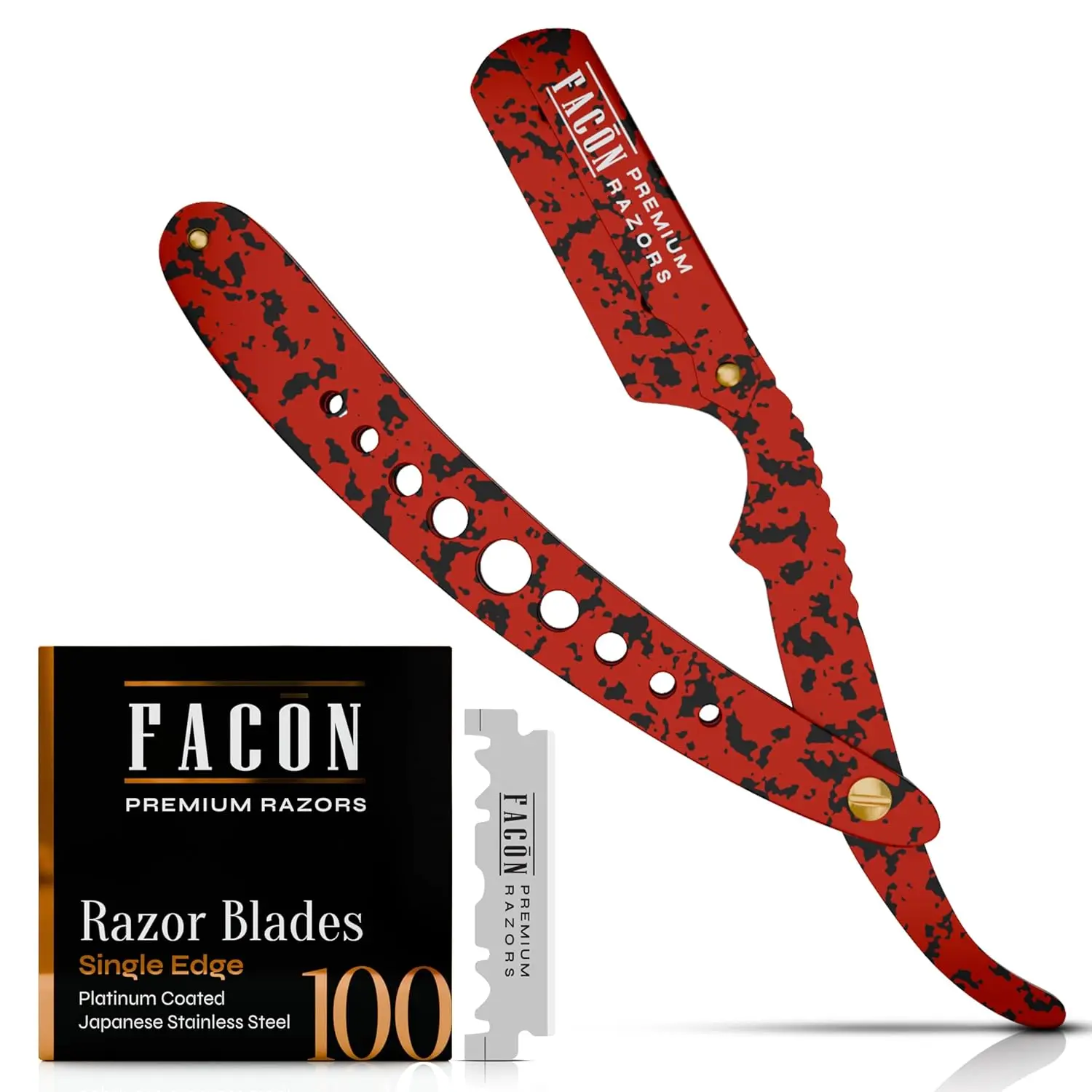 Straight for Men - Professional Barber Straight Edge Kit with 100 Blades, Classic Stainless Steel Barbero Shaver for Smooth & Precise Shave, Premium Barber for Men's Shaving