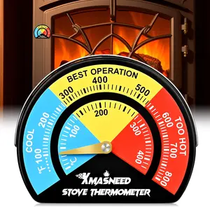 Magnetic Fireplace Thermometer, Large Size Stove Top Temperature Gauge, Ideal for Wood Burning Stove & Pellet Stoves