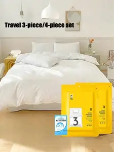 Travel Disposable Bedding Set, Soft Bedding Set, Portable Hotel Bedding Kit, 1 Sheet + 1 Mattress Cover + Pillowcases, Essential Travel Accessories