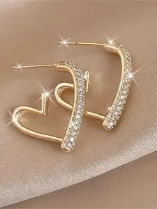 Irregular heart design hoop earrings, women's fashion jewelry, wild and exquisite birthday gift jewelry Black Friday, bling stylish accessory