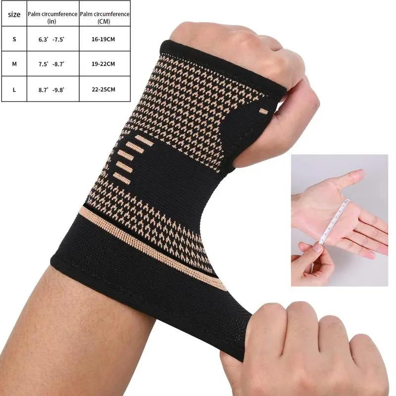 Copper Infused Wrist Compression Sleeves Pair, Breathable Soft Wrist Support Braces, Pain Relief Wrist Bands for Arthritis, Carpal Tunnel, Tendonitis, Sprain Recovery, Ideal for Sports Workout & Daily Use Unisex
