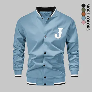 Trendy Baseball Jacket - Casual Streetwear, Letter Embroidery, Unisex Button-Up Campus Style Coat jacket men Menswear Stylish western clothing Tops Long Sleeve