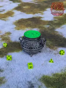 Witch's Cauldron 3D Printed Dice Jail | Dice Vault | Storage Box | Cosplay- Double, double toil and trouble; Fire burn and cauldron bubble!