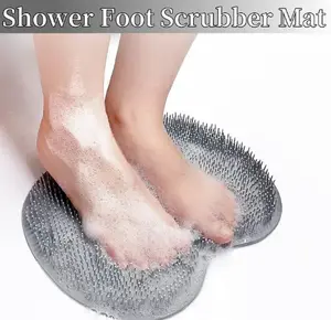 AuraBath Silicone Foot Scrubber Mat, TikTok Viral Shower Hacks Summer Body Glow Gift, Hands-Free Shower Foot Massager Dead Skin Remover Callus Cleaner Pad, Strong Non-Slip Suction Cups Bathroom Floor