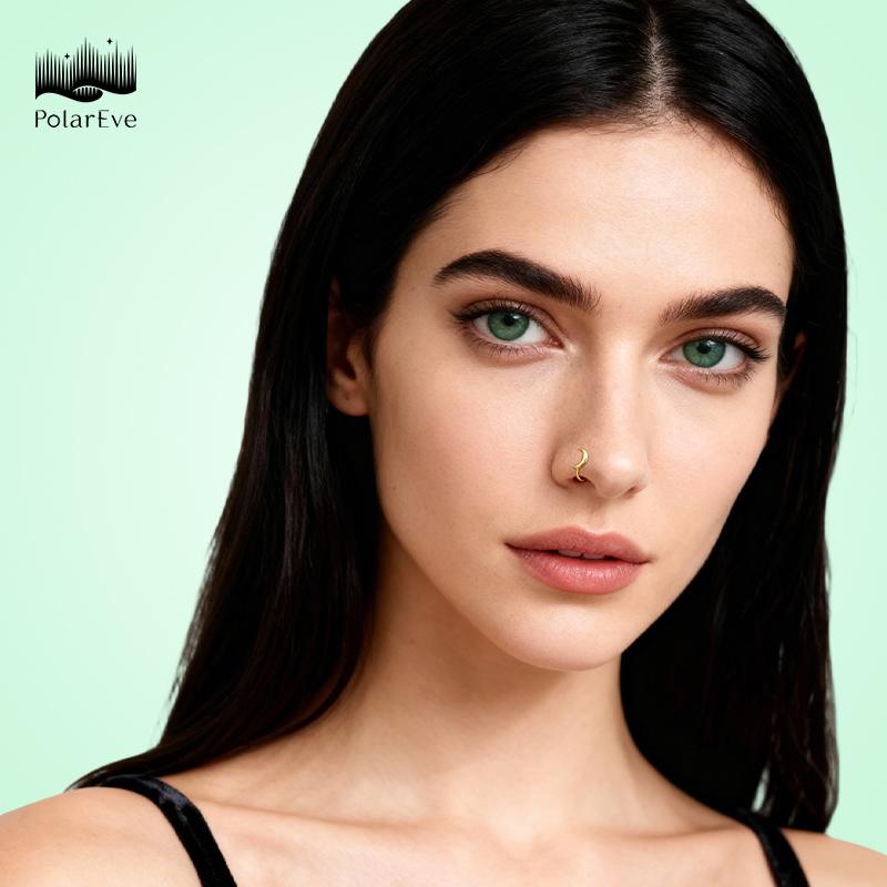 PolarEve 9pcs Non-Piercing Copper Nose Rings U Star Love Crown Zirconia Shapes Punk Rhinestone Clip-On Gold Nose Protection Bracelet Adjustable Jewelry Unisex