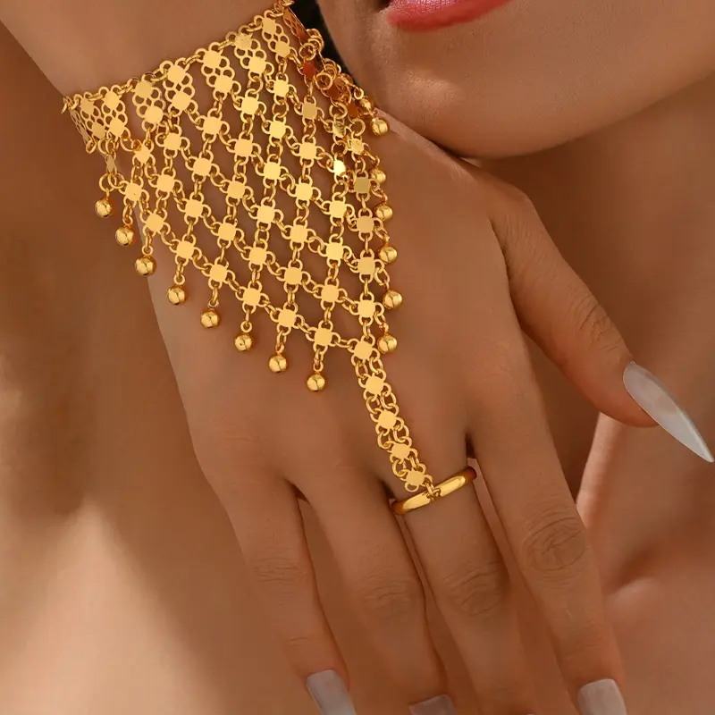 Vintage Arabic Middle Eastern Multi-Layered Tassel Finger Chain Bracelet, Perfect for Performance Stage Festival Daily Wear, Trendy Jewellery Accessories, Exquisite Trendy Bracelet, Fashionable Jewelry, Jewelry Bracelets