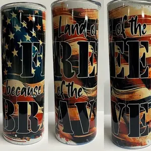 Land of the Free Because of the Brave 20 oz Tumbler Patriotic 4th of July