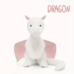 Welsh Dragon Plush Toy 1 Piece Gray White Dragon Stuffed Animal Doll Gift Collection Soft Cuddly Companion for Kids and Collectors