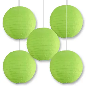 BULK PACK (5) 14 Inch Neon Green Shimmering Nylon Lantern