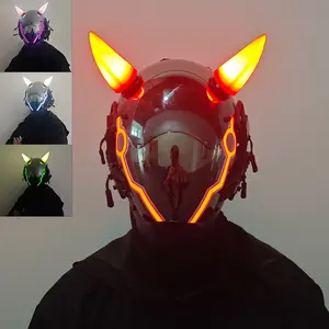 Halloween LED Light-Emitting Masks Handmade for Men & Women, Cyberpunk Makeup Masks for Cosplay Events, Plastic Unique Party Accessories